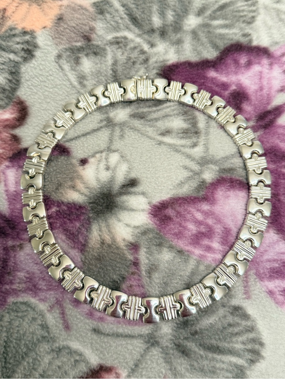 Sterling Silver Link Choker Necklace - Polished Silver - Picture 11 of 16